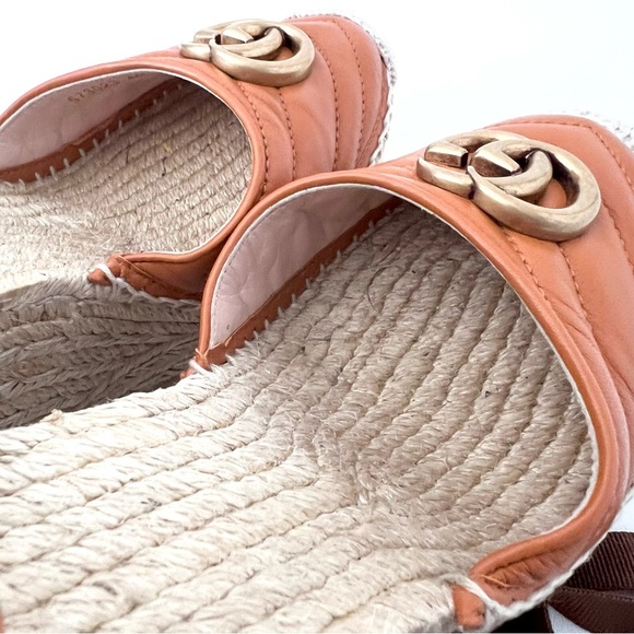 GUCCI | Marmont GG Cognac Leather Platform
Espadrille Wedge Sandal US 10 EU 40 - Picture 9 of 12